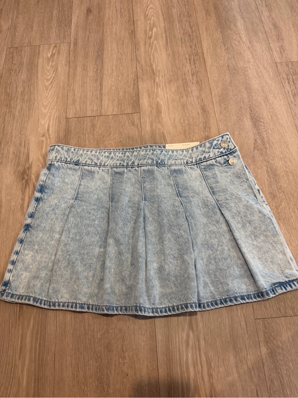 American eagle Light Blue Pleated Denim Mini Skirt - Women's A-Line size 8